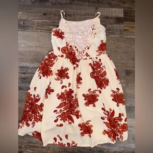 Taylor & Sage Small Boho Lace Paisley Dress Cream Rust Sleeveless